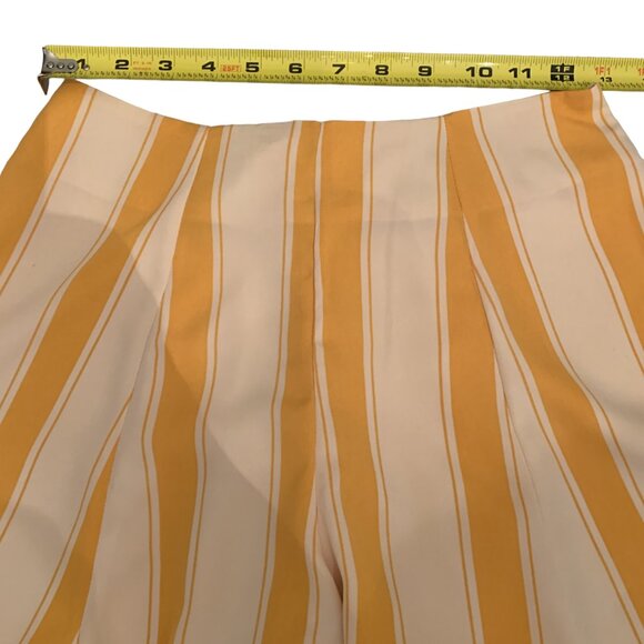 Shorts Wide Leg High Waist Zips Lined Yellow White Stripes Dressy Juniors Small - Picture 7 of 12